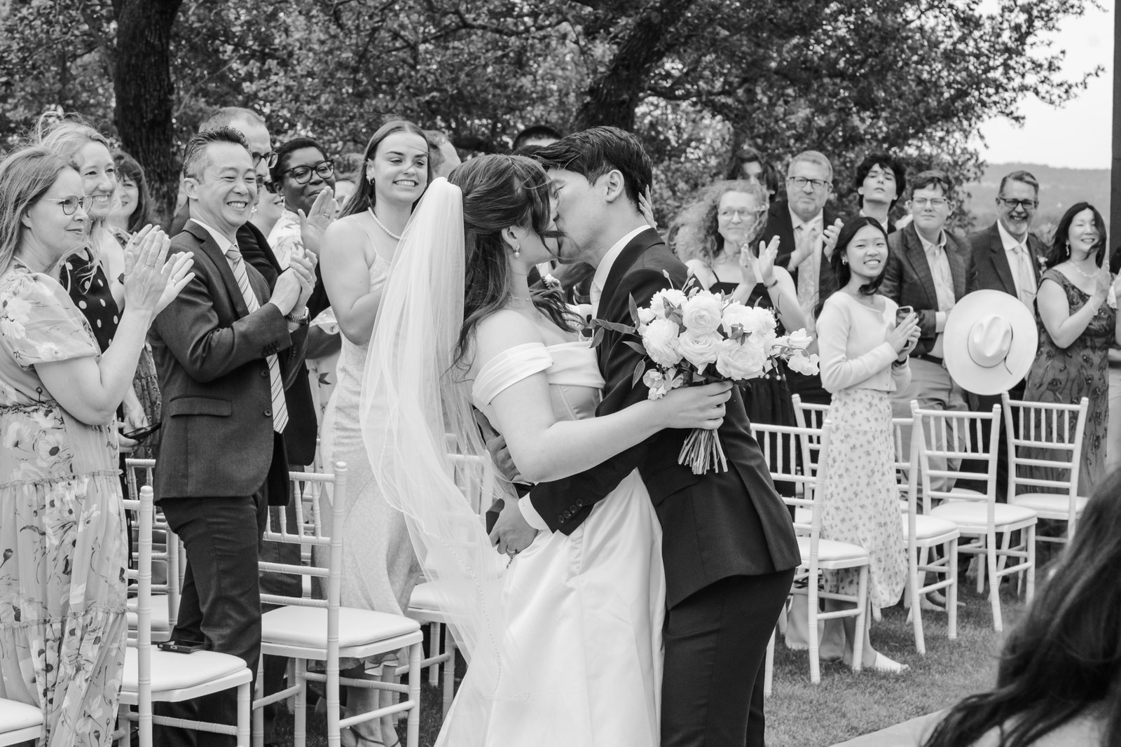 Just married, and everyone on their feet