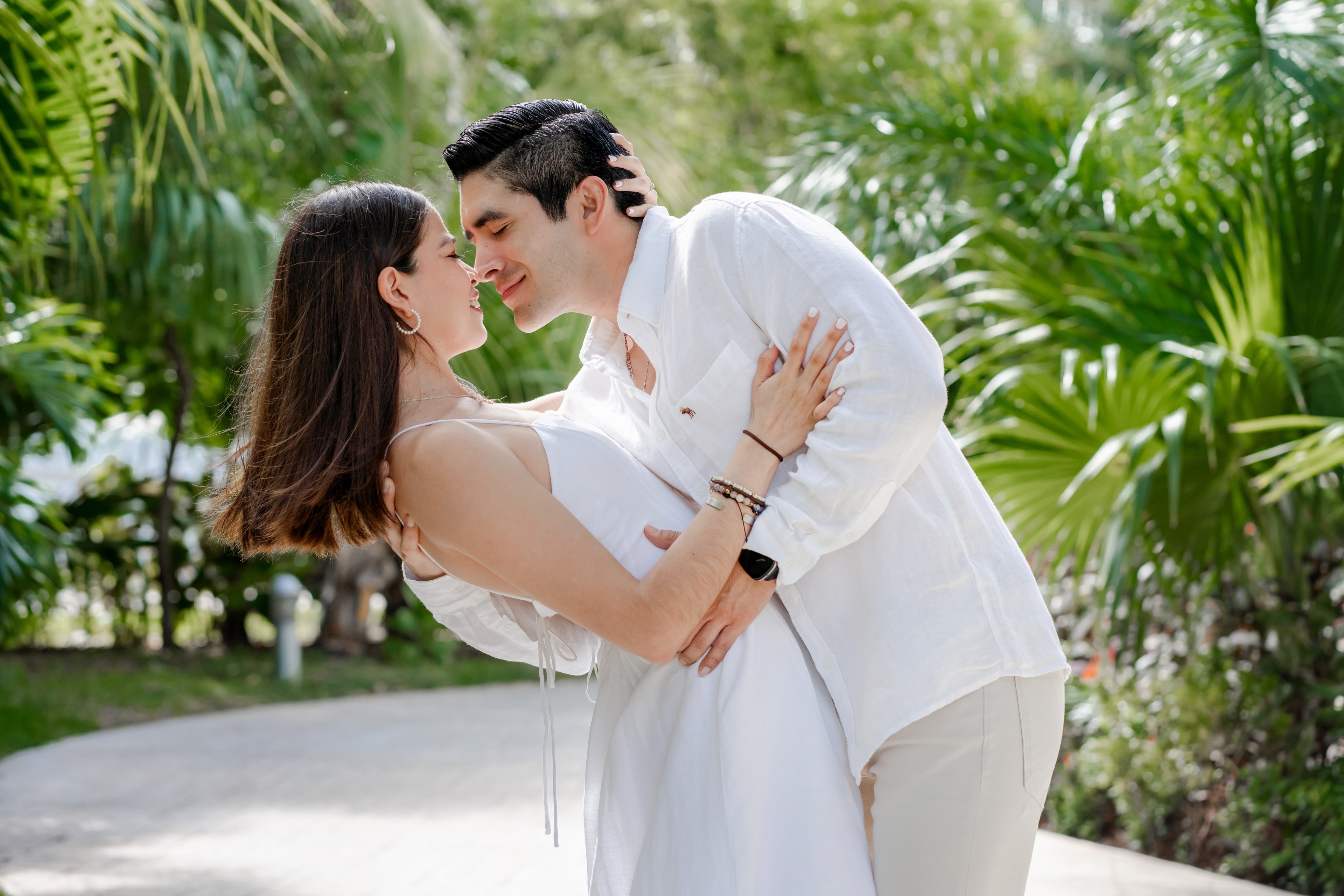 Couple at the Riviera Maya in a tropical jungle setting by IVAE Studios