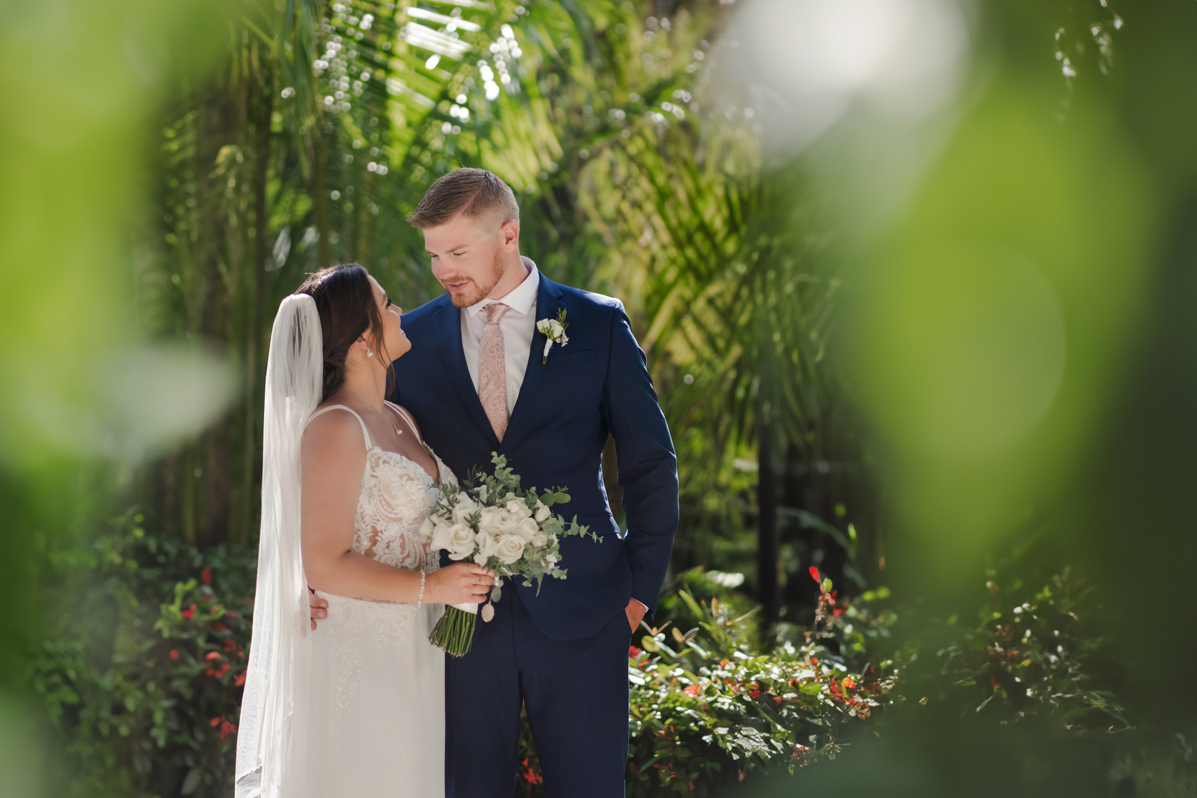 Bride at Mayakoba mangrove canal photographed by IVAE Studios