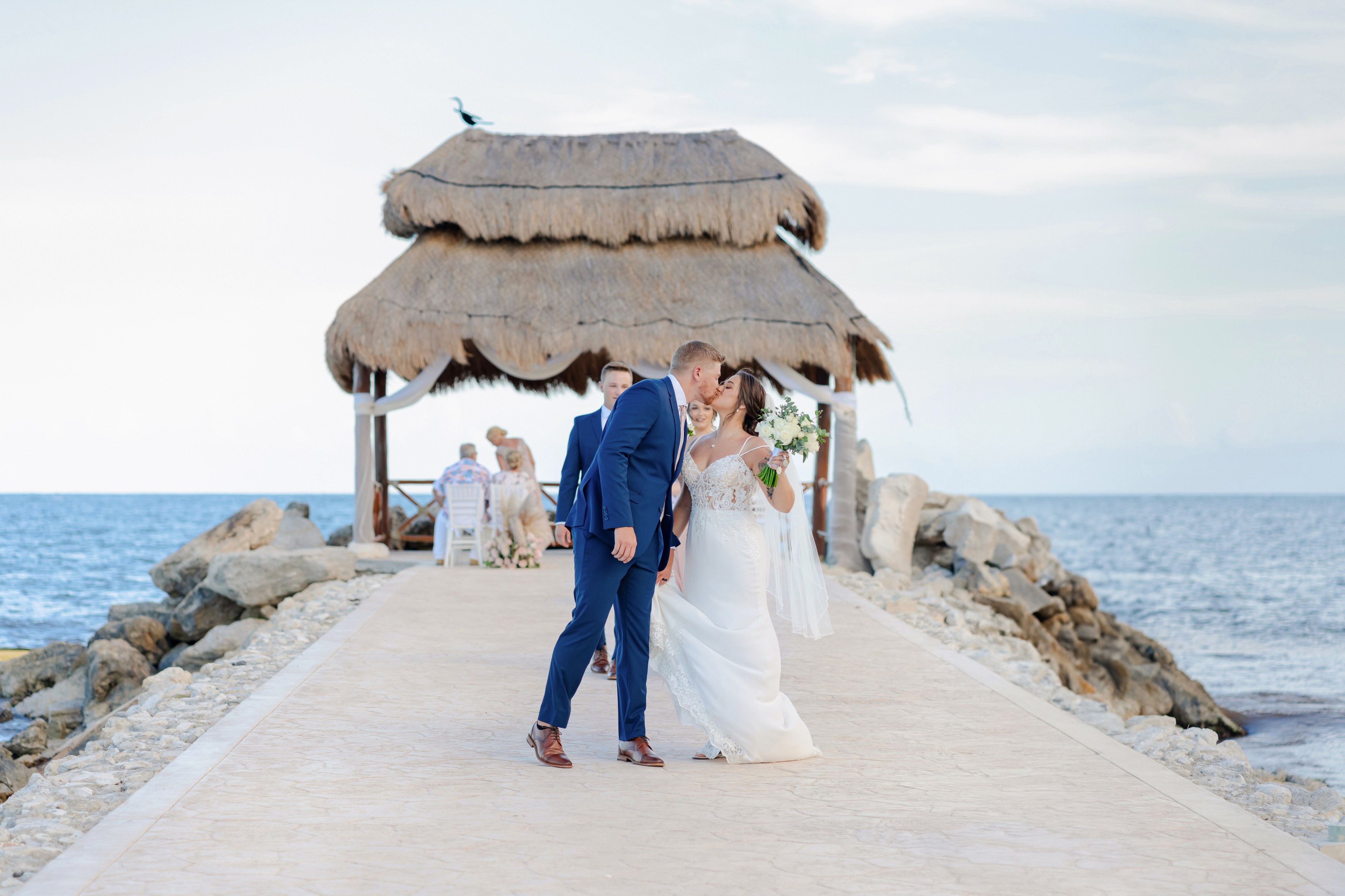 Bride at the Cancún Hotel Zone in a cinematic frame by IVAE Studios