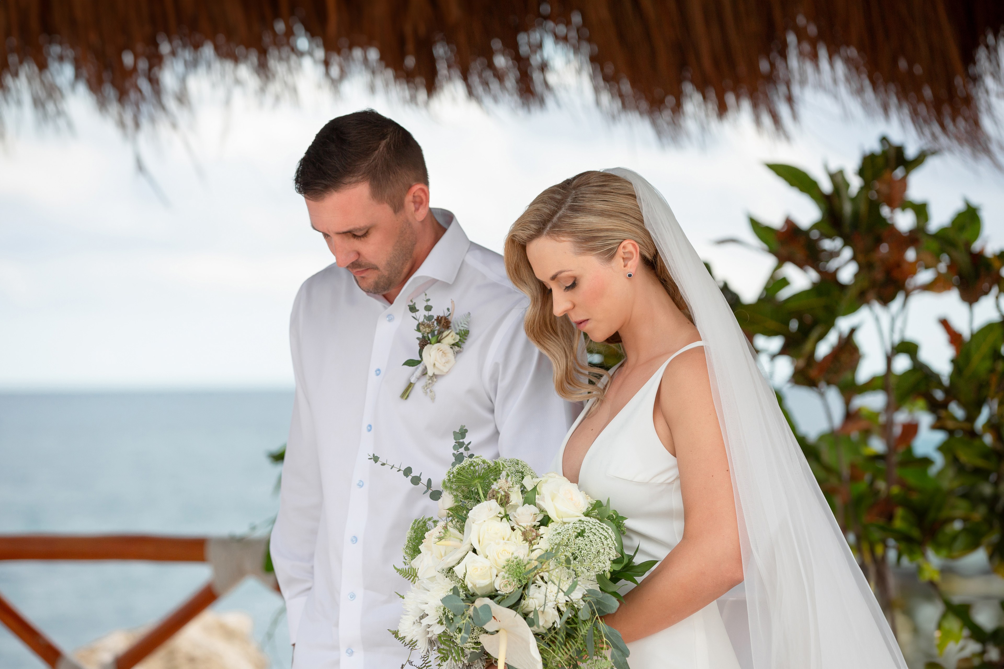 Bride and groom first look at Cancun resort photographed by IVAE Studios