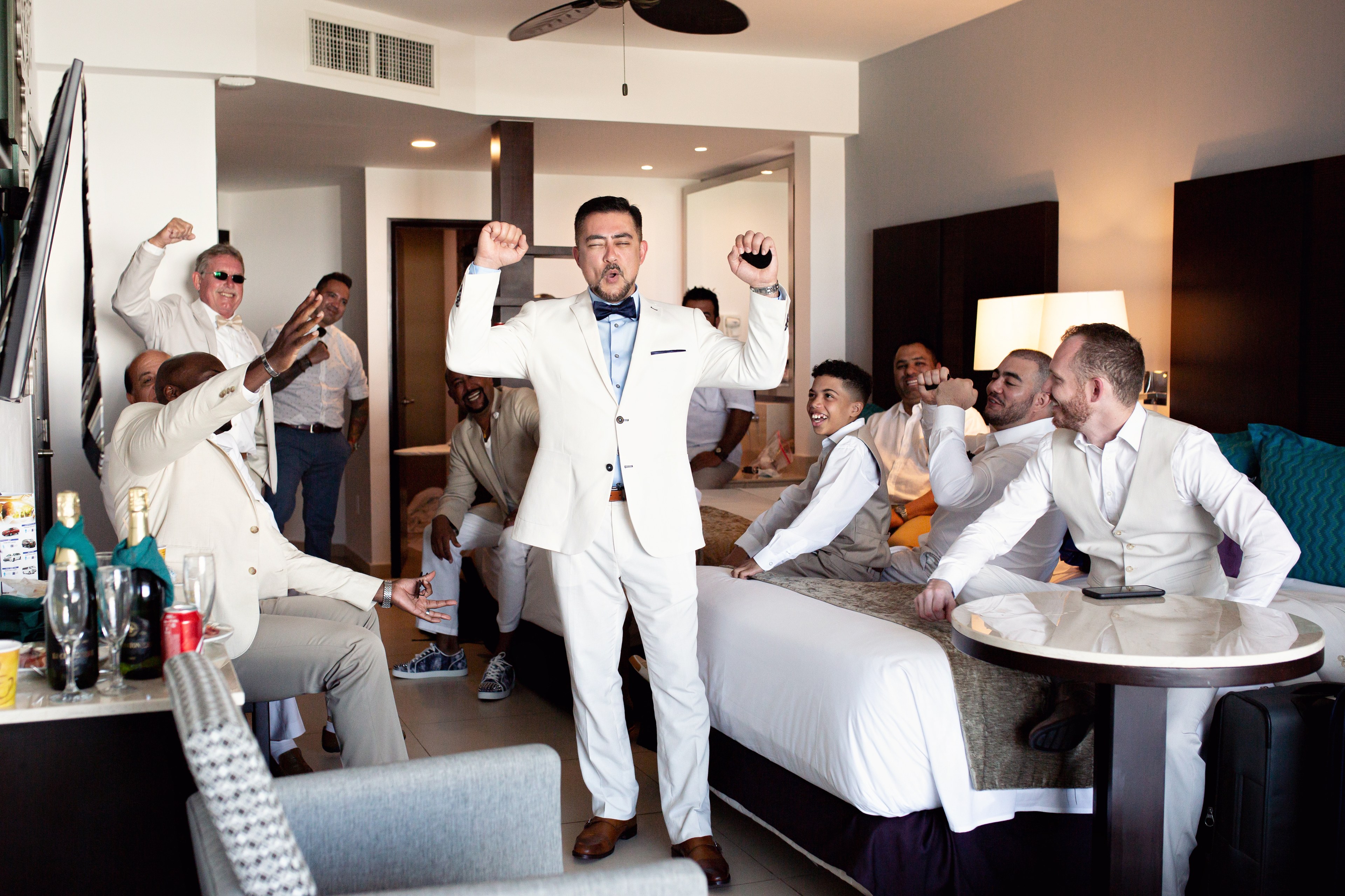 Groom and groomsmen at Mayakoba pre-ceremony photographed by IVAE Studios